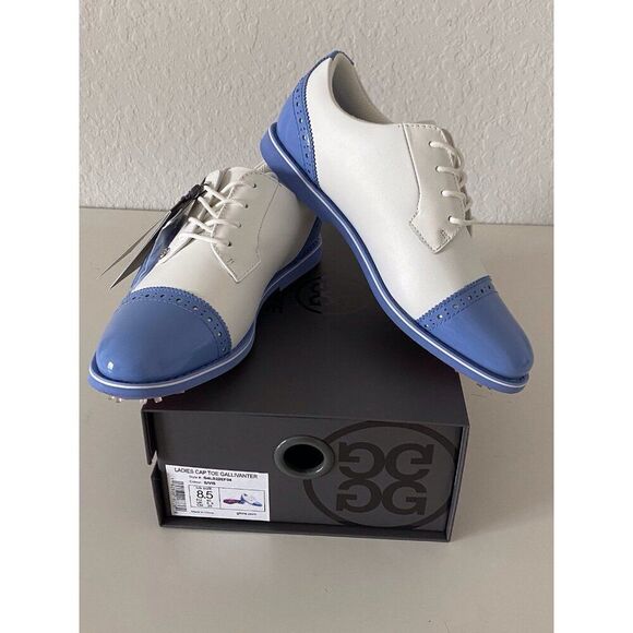 G/Fore Gfore Ladies CAP TOE Gallivanter Golf Shoes Blue White Women’s Sz 8.5 NEW - Picture 1 of 12